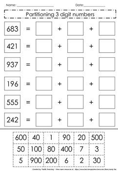 partitioning 3 digit numbers|How to partition a number .